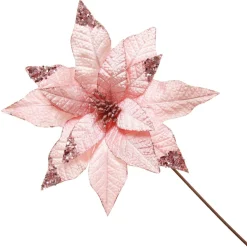 Leather Look Blush Poinsettia Flower Stem Christmas Flowers|