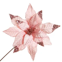 Leather Look Blush Poinsettia Flower Stem Christmas Flowers|