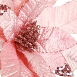 Leather Look Blush Poinsettia Flower Stem Christmas Flowers|