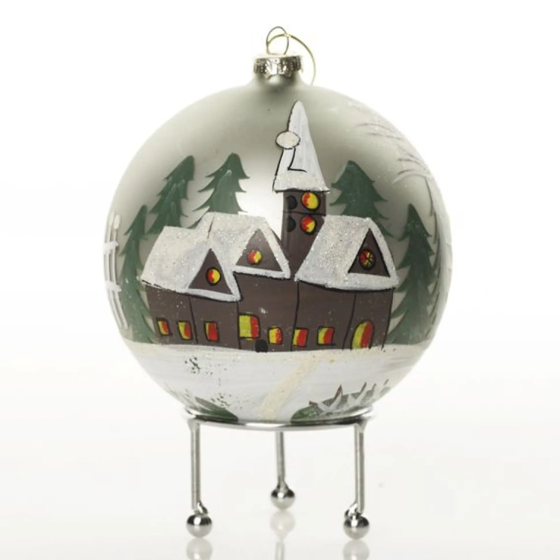 Light Blue Christmas Village Bauble Personalised Baubles|