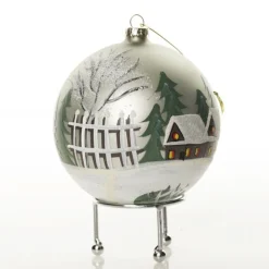 Light Blue Christmas Village Bauble Personalised Baubles|