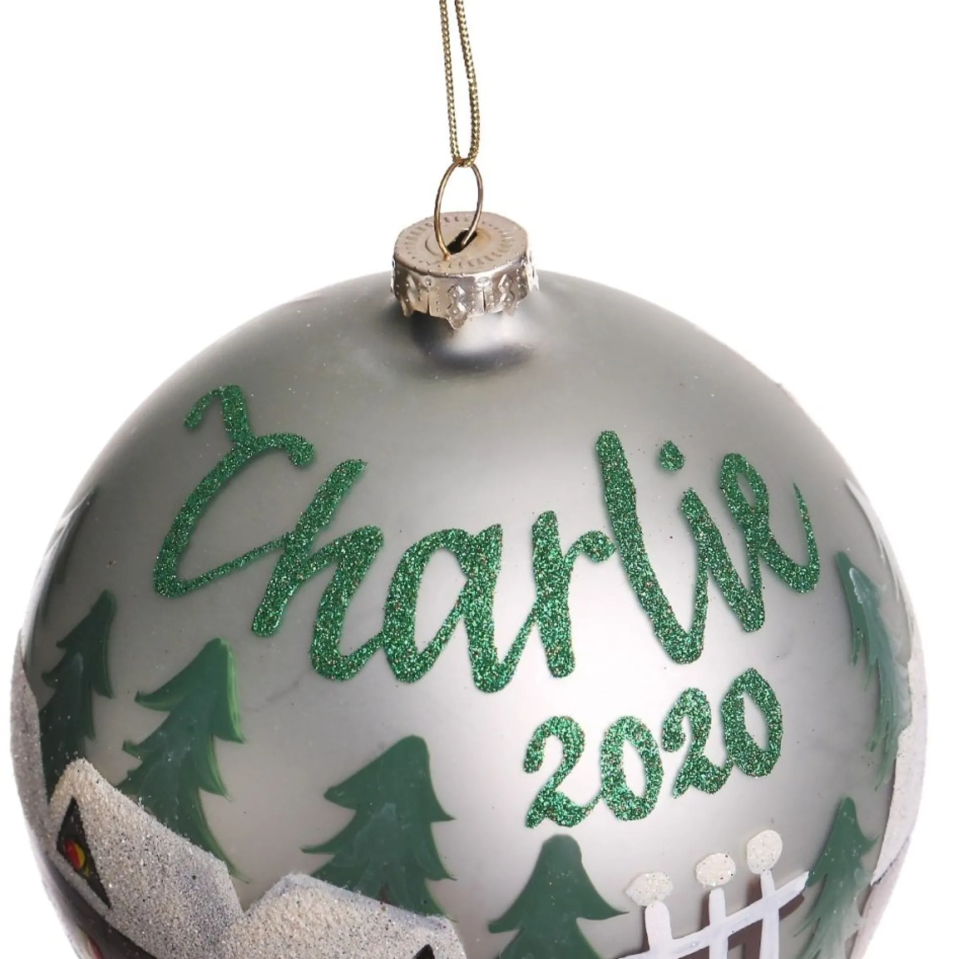 Light Blue Christmas Village Bauble Personalised Baubles|