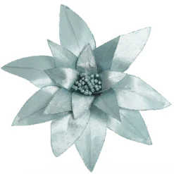 Light Blue Lily Flower Stem with Glitter Trim Christmas Flowers|