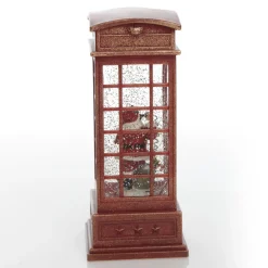 Light Up Musical Telephone Booth with Santa Christmas Ornament Light-Up Scenes And Ornaments|