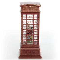 Light Up Musical Telephone Booth with Santa Christmas Ornament Light-Up Scenes And Ornaments|