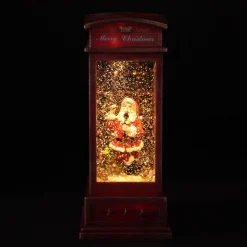 Light Up Musical Telephone Booth with Santa Christmas Ornament Light-Up Scenes And Ornaments|