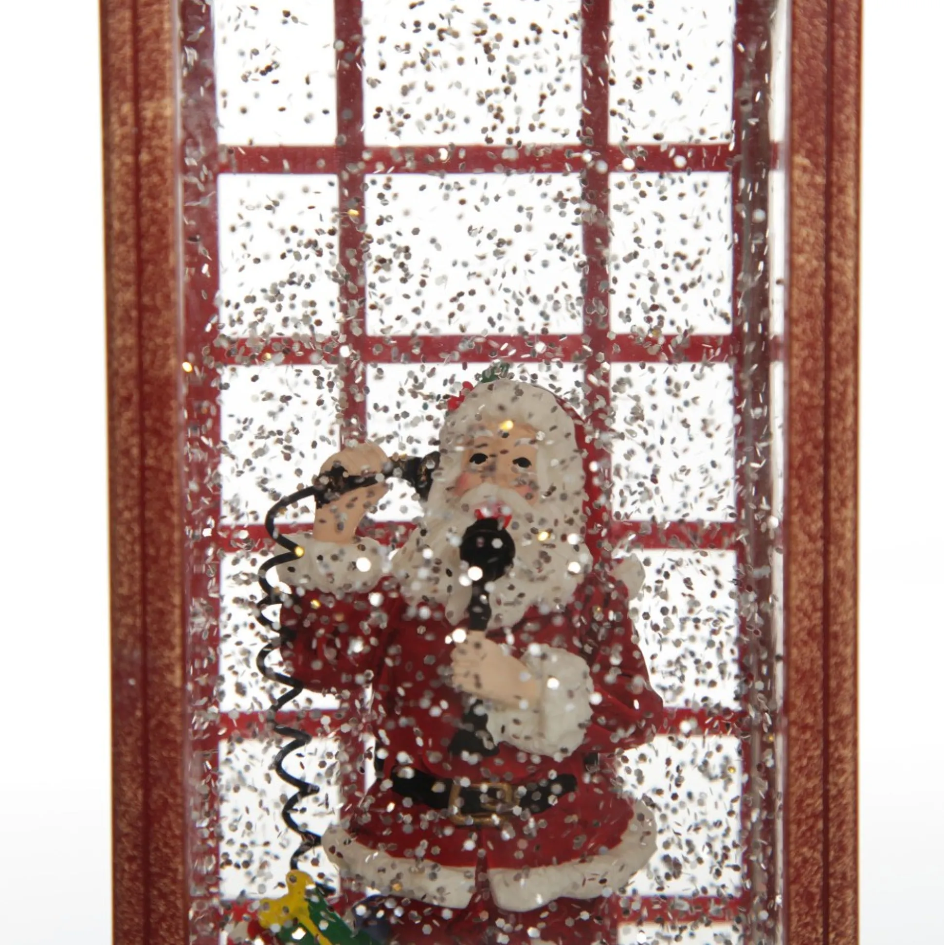 Light Up Musical Telephone Booth with Santa Christmas Ornament Light-Up Scenes And Ornaments|