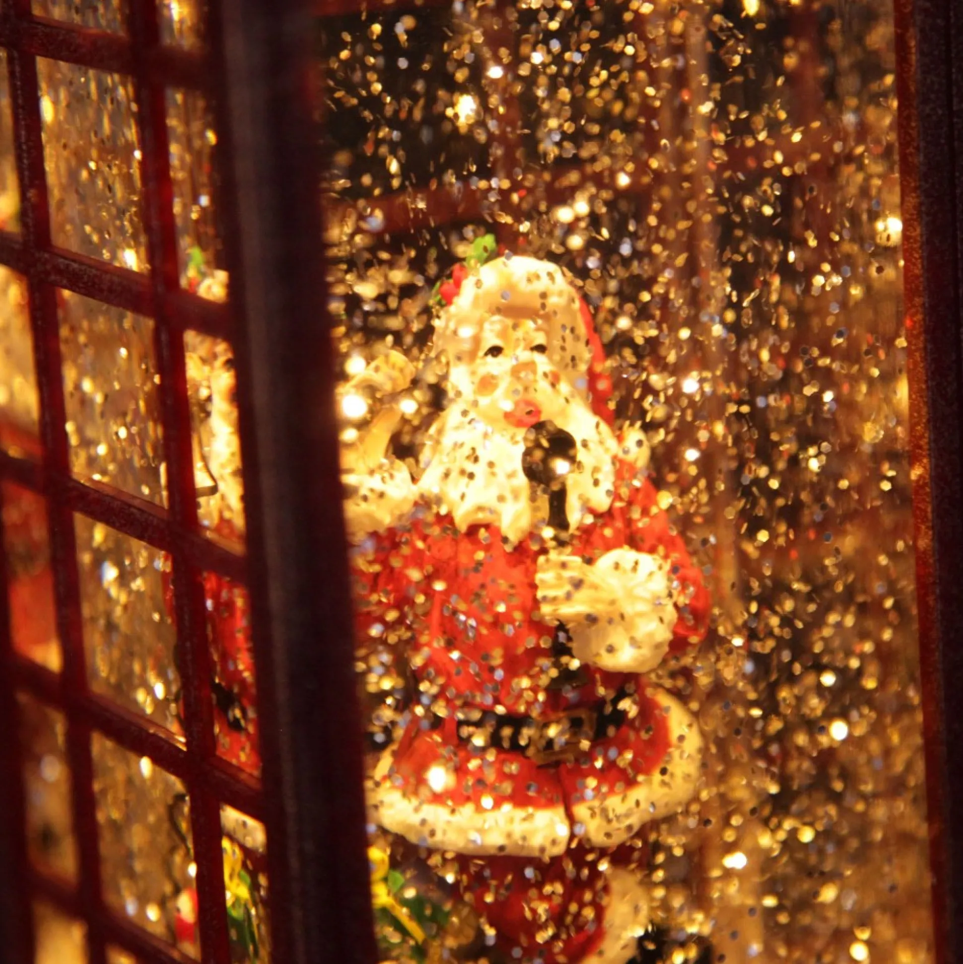 Light Up Musical Telephone Booth with Santa Christmas Ornament Light-Up Scenes And Ornaments|