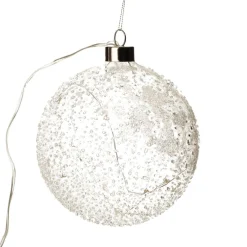 Lightup Clear Glass Glitter Bauble Decorative Christmas Baubles|