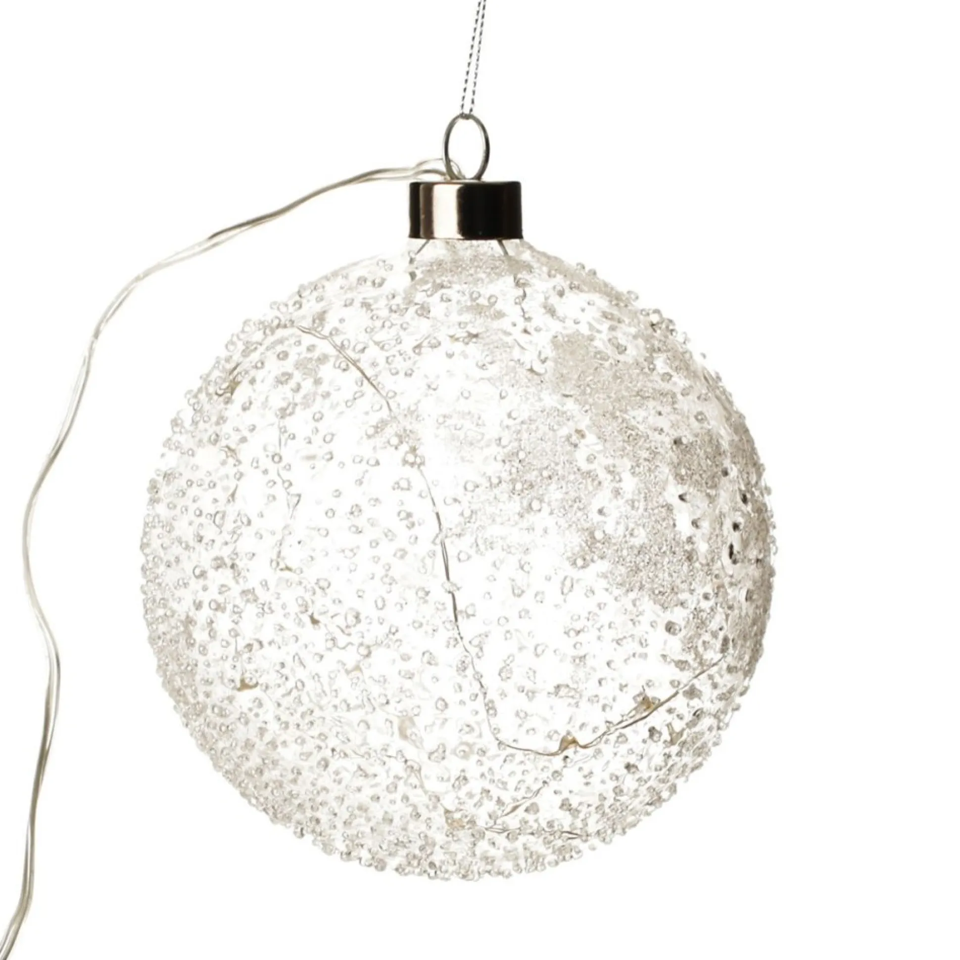 Lightup Clear Glass Glitter Bauble Decorative Christmas Baubles|