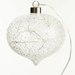 Lightup Clear Glass Glitter Bauble Decorative Christmas Baubles|