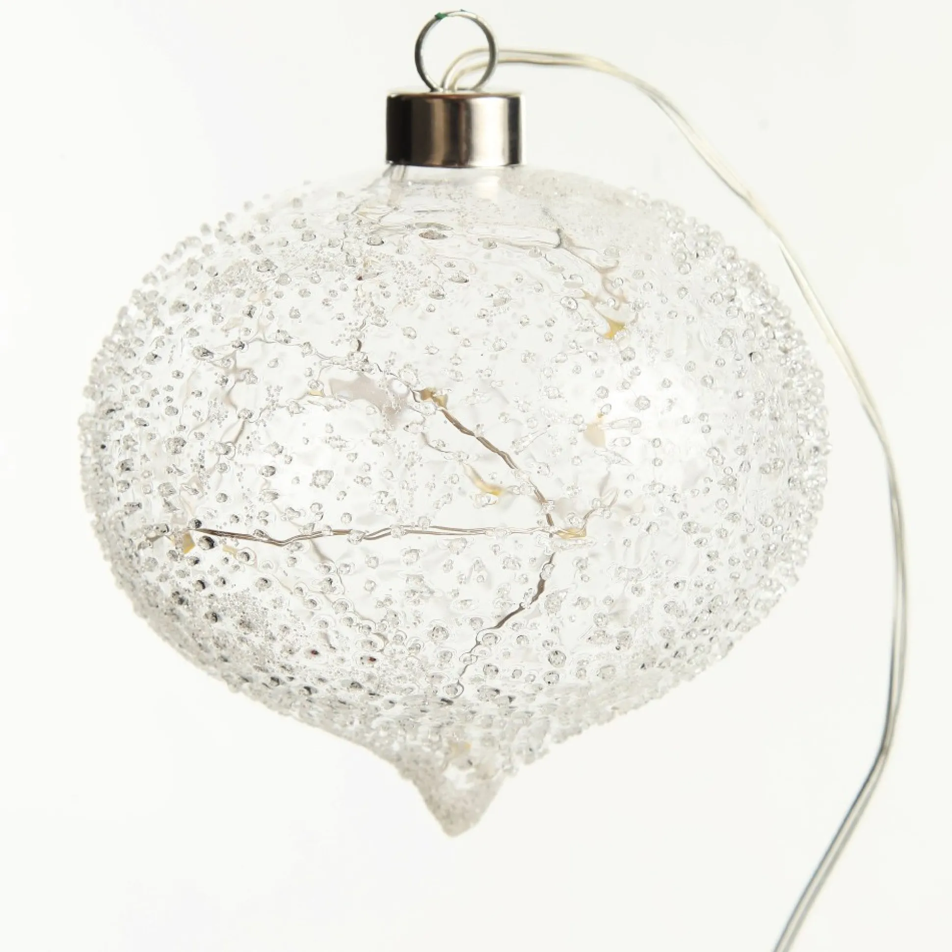 Lightup Clear Glass Glitter Bauble Decorative Christmas Baubles|