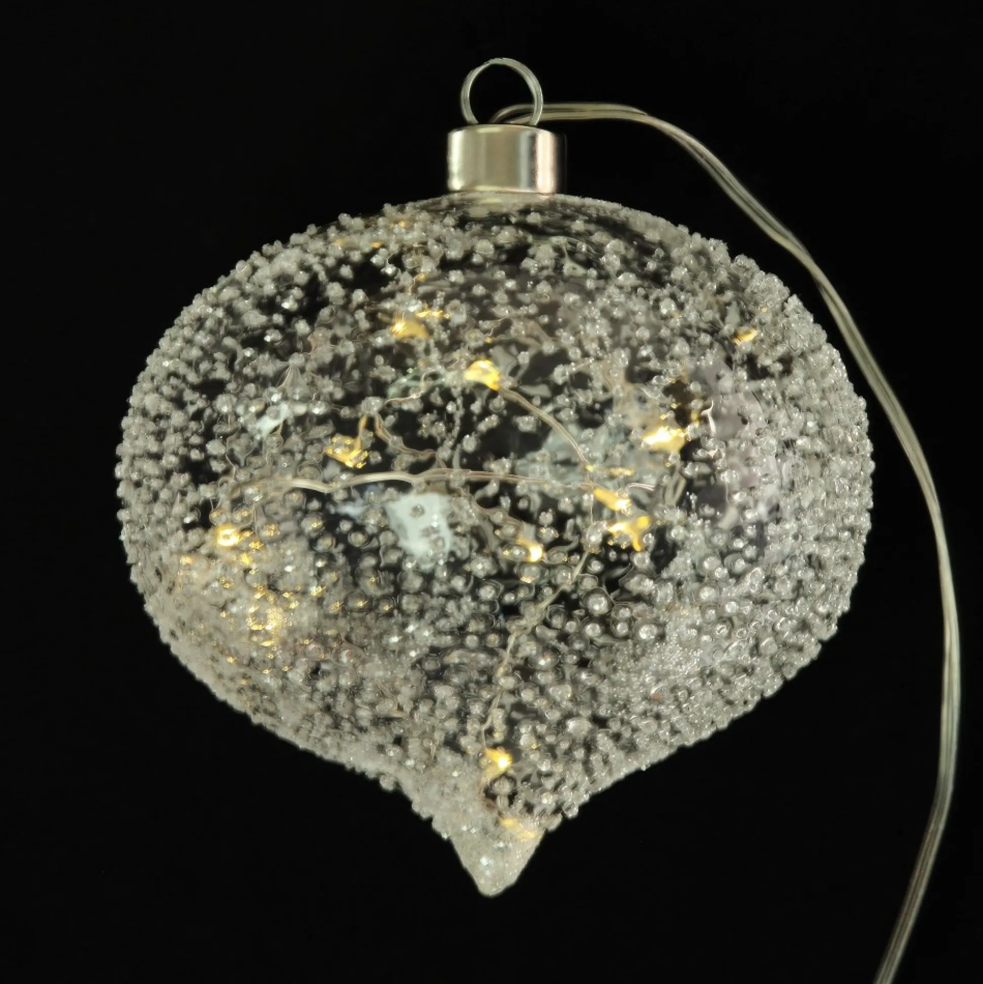 Lightup Clear Glass Glitter Bauble Decorative Christmas Baubles|