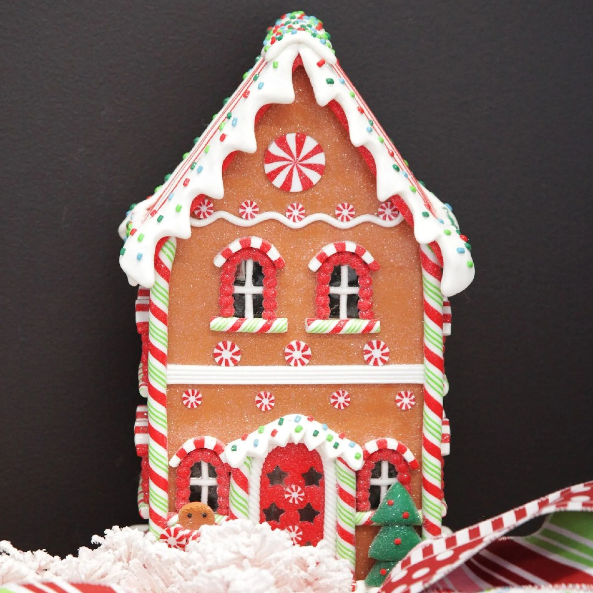 Lightup Gingerbread House Christmas Ornament Light-Up Scenes And Ornaments|