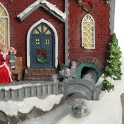 Lightup Musical Large Red Winter House Christmas Ornament Light-Up Scenes And Ornaments|