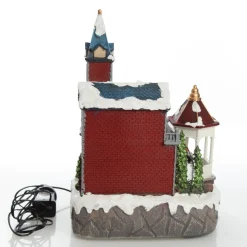 Lightup Musical Large Red Winter House Christmas Ornament Light-Up Scenes And Ornaments|