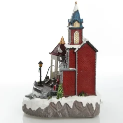 Lightup Musical Large Red Winter House Christmas Ornament Light-Up Scenes And Ornaments|