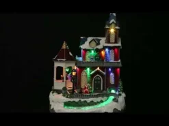 Lightup Musical Large Red Winter House Christmas Ornament Light-Up Scenes And Ornaments|