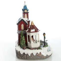 Lightup Musical Large Red Winter House Christmas Ornament Light-Up Scenes And Ornaments|