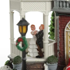 Lightup Musical Large Red Winter House Christmas Ornament Light-Up Scenes And Ornaments|