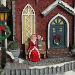 Lightup Musical Large Red Winter House Christmas Ornament Light-Up Scenes And Ornaments|