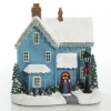 Lightup Musical Snowcapped Blue House Christmas Ornament Light-Up Scenes And Ornaments|