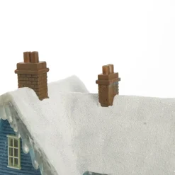 Lightup Musical Snowcapped Blue House Christmas Ornament Light-Up Scenes And Ornaments|