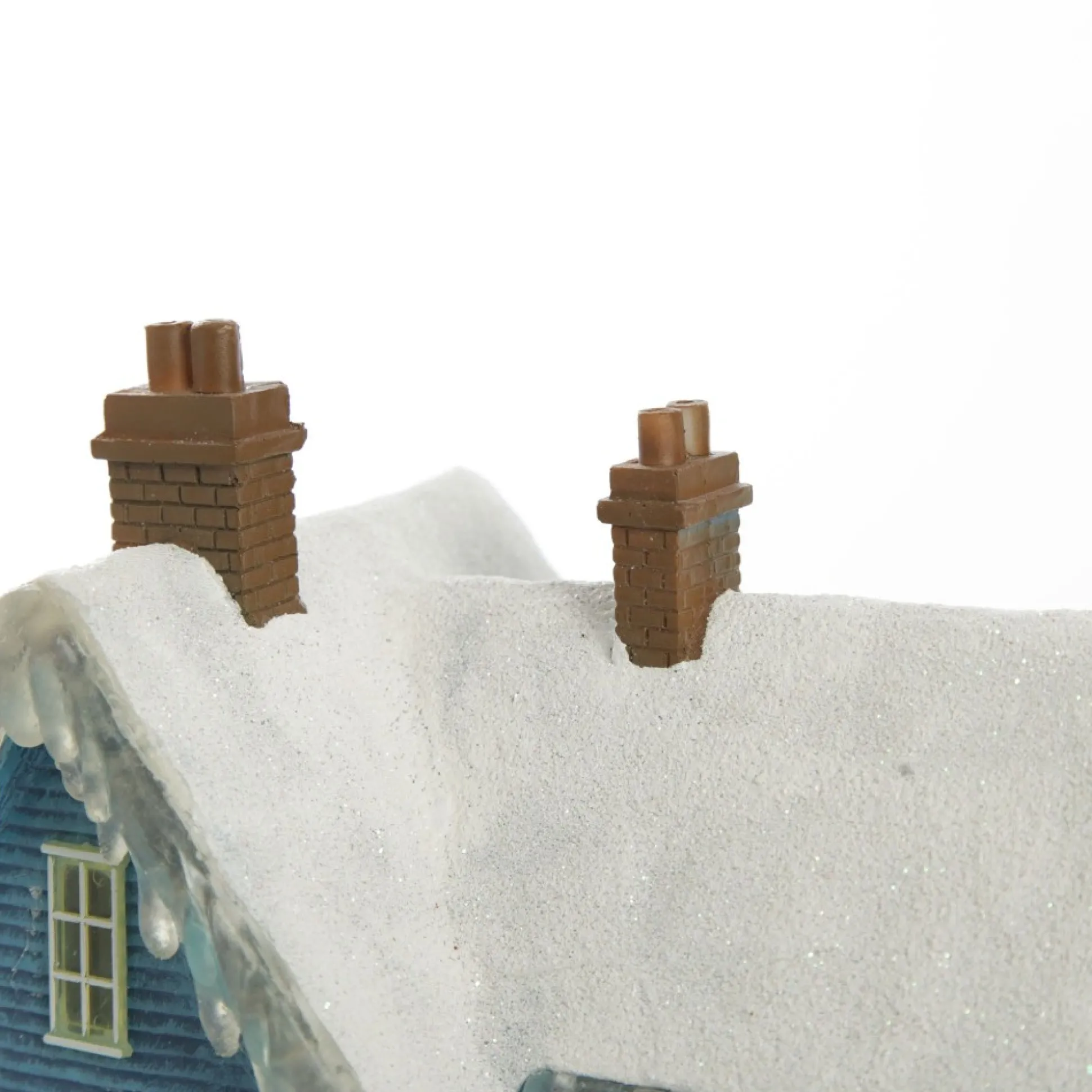 Lightup Musical Snowcapped Blue House Christmas Ornament Light-Up Scenes And Ornaments|