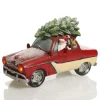 Lightup Santa in Car with Christmas Tree on Roof Ornament Light-Up Scenes And Ornaments|