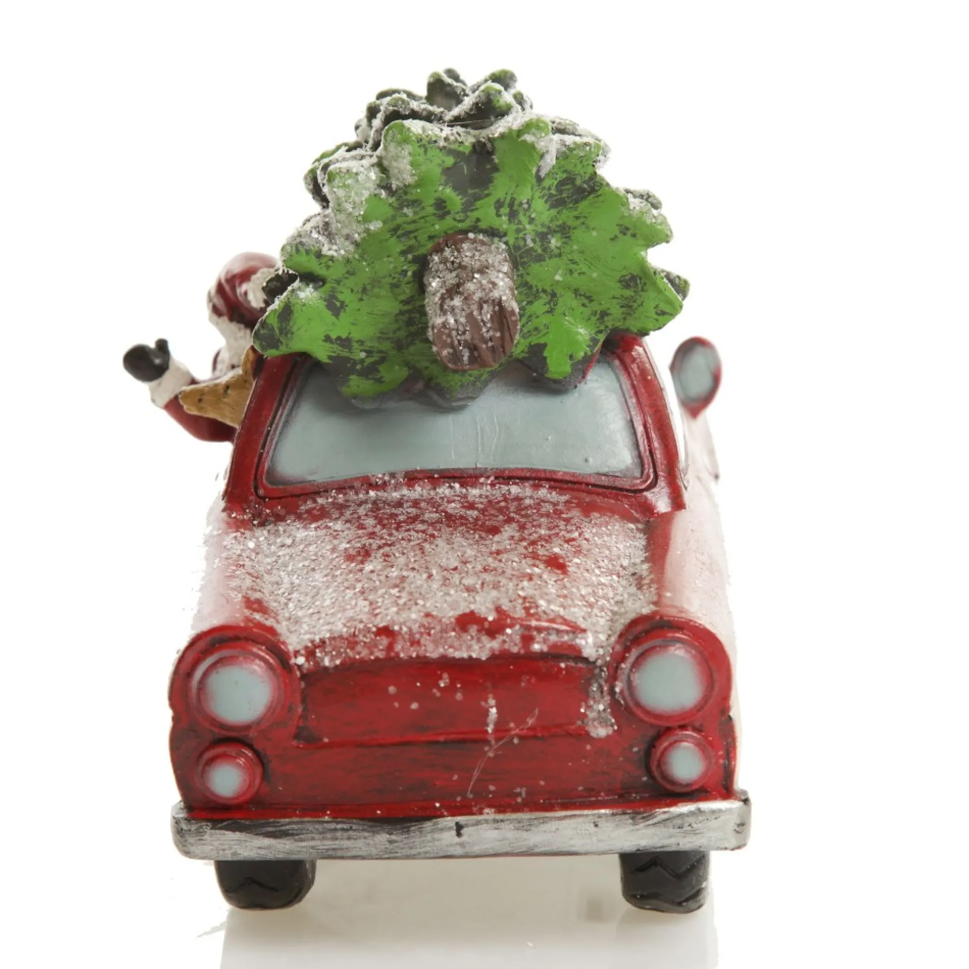 Lightup Santa in Car with Christmas Tree on Roof Ornament Light-Up Scenes And Ornaments|