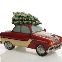 Lightup Santa in Car with Christmas Tree on Roof Ornament Light-Up Scenes And Ornaments|