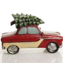 Lightup Santa in Car with Christmas Tree on Roof Ornament Light-Up Scenes And Ornaments|