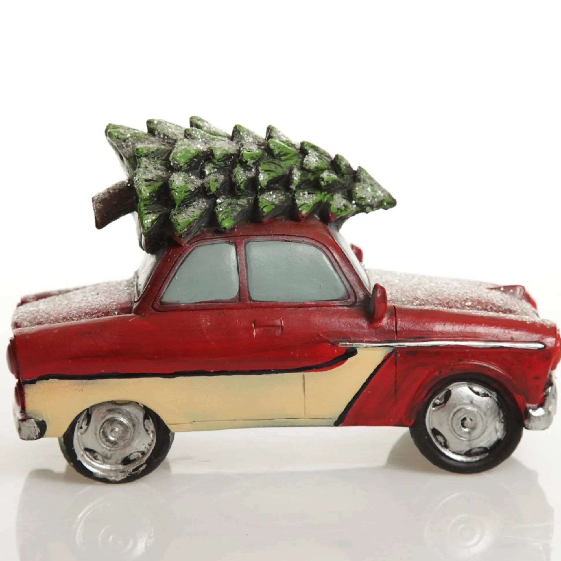 Lightup Santa in Car with Christmas Tree on Roof Ornament Light-Up Scenes And Ornaments|