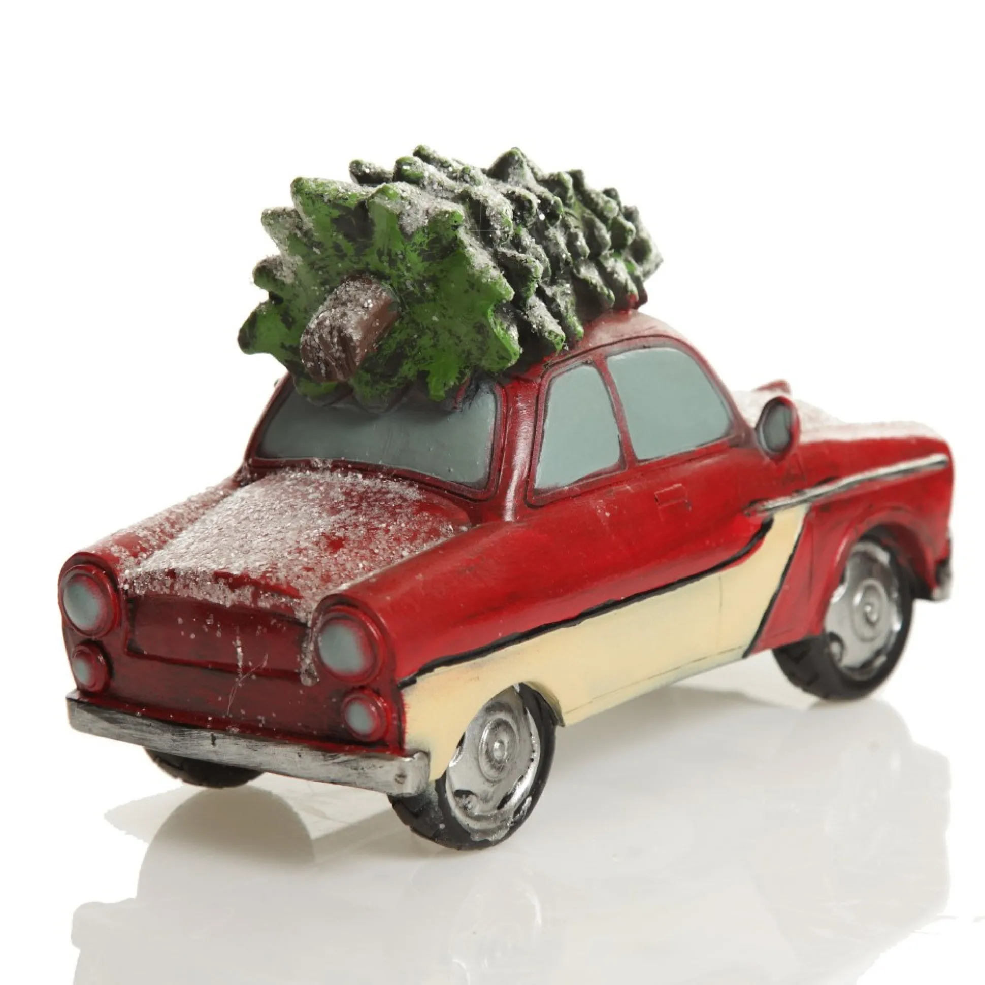 Lightup Santa in Car with Christmas Tree on Roof Ornament Light-Up Scenes And Ornaments|