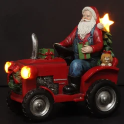 Lightup Santa on Tractor Christmas Ornament Light-Up Scenes And Ornaments|