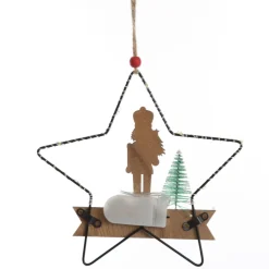 Lightup Wire Star Hanging Christmas Ornament with Nutcracker Holding Tree Christmas Tree Decorations|