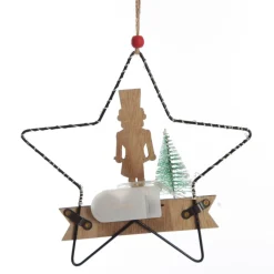 Lightup Wire Star Hanging Christmas Ornament with Nutcracker Drummer Christmas Tree Decorations|