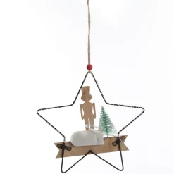 Lightup Wire Star Hanging Christmas Ornament with Nutcracker Guard Christmas Tree Decorations|