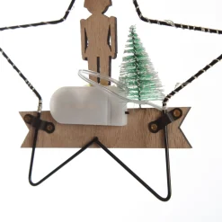 Lightup Wire Star Hanging Christmas Ornament with Nutcracker Guard Christmas Tree Decorations|