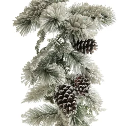 Lush Flocked Green Pine Christmas Garland with Pinecones Christmas Garlands|