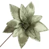 Lush Sage Poinsettia Flower Stem with Sequin Trim Christmas Flowers|