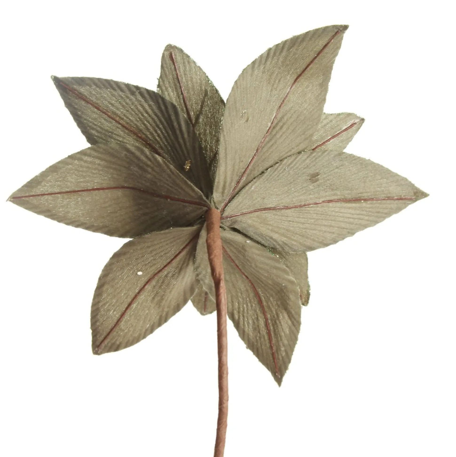 Lush Sage Poinsettia Flower Stem with Sequin Trim Christmas Flowers|