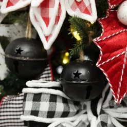 Matt Black Bell - Set of 2 Christmas Bells And Bows|
