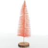 Medium Apricot Wire Christmas Tree with Wood Base Table Top Christmas Trees|
