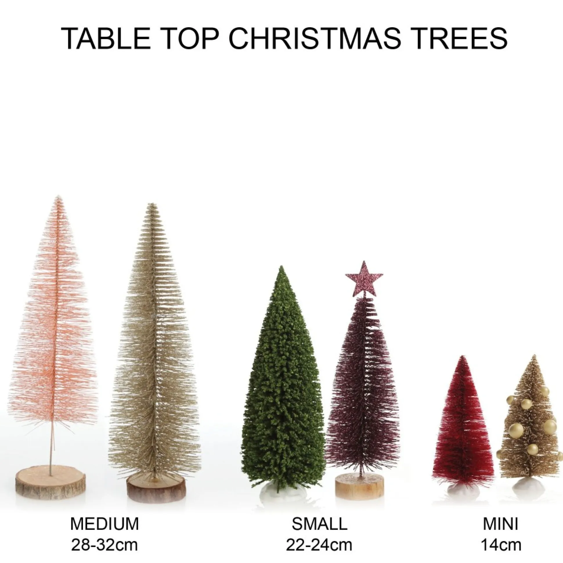 Medium Coral Wire Christmas Tree with Wood Base Table Top Christmas Trees|
