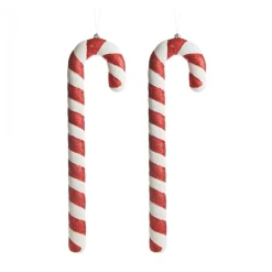 Medium Glitter Candy Cane Decorations - Set of 2 Christmas Tree Decorations|