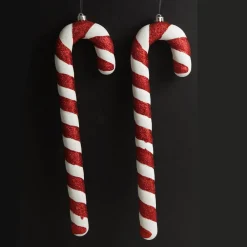 Medium Glitter Candy Cane Decorations - Set of 2 Christmas Tree Decorations|