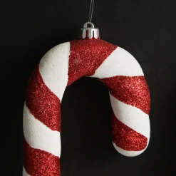 Medium Glitter Candy Cane Decorations - Set of 2 Christmas Tree Decorations|