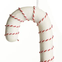 Medium Glitter with Braid and Twine Candy Cane Christmas Decoration - Set of 2 Christmas Tree Decorations|