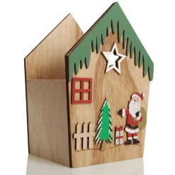 Medium Plywood Winter Christmas Decorated House Open Box Christmas Craft Supplies|